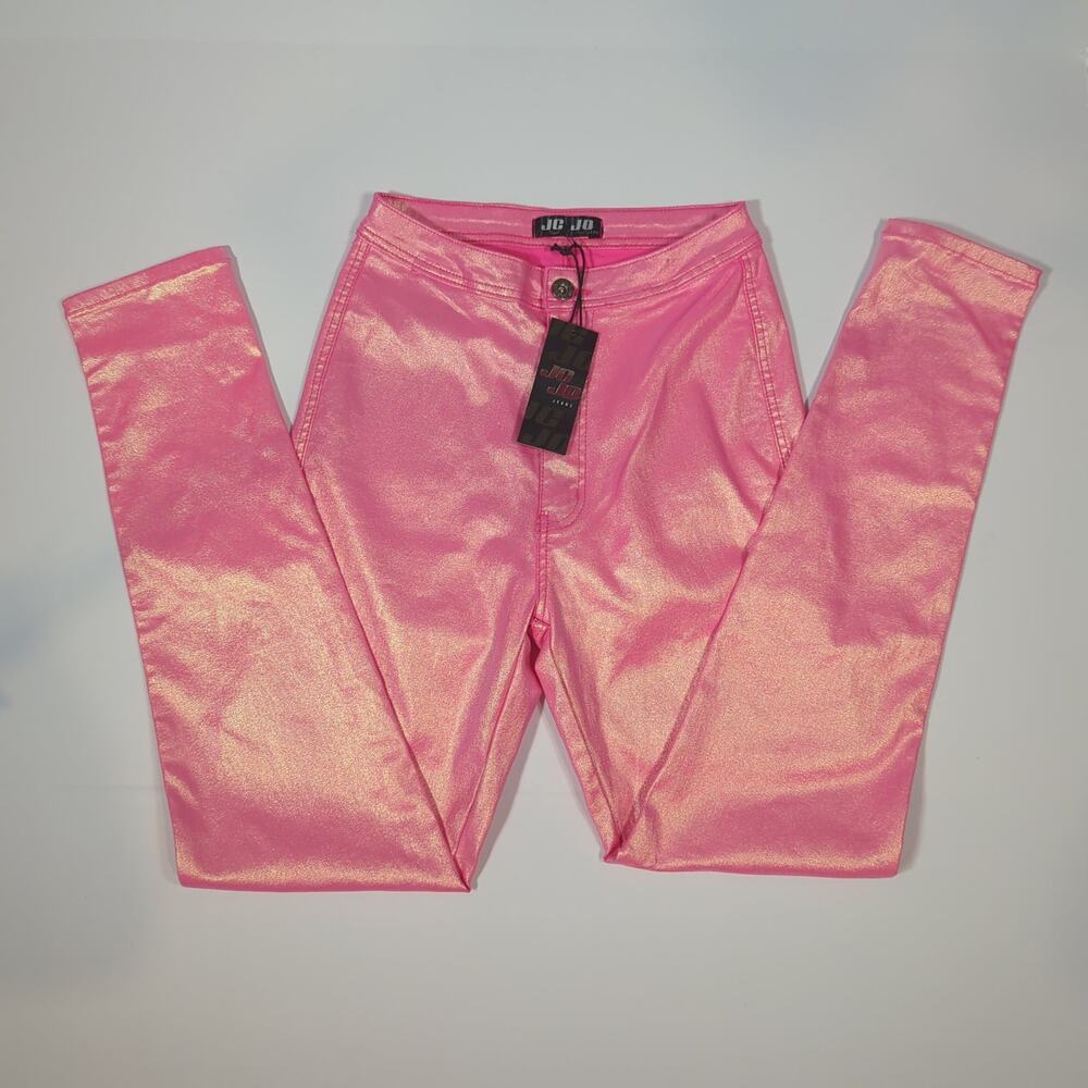 JC & JQ NWT Metallic Pink Skinny Jeans Barbiecore Festival Y2K Size L